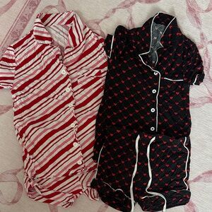 KATIE J - Striped and Heart Print Pajama Set